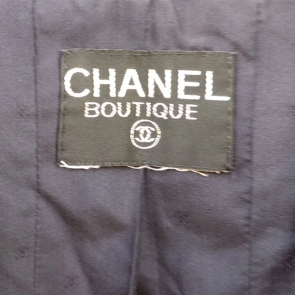 Chanel navy blue collarless jacket rare!